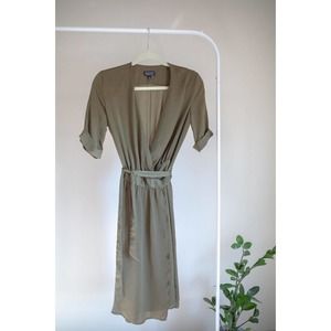 NORDSTROM TOPSHOP Army Green Wrap Dress SZ 2